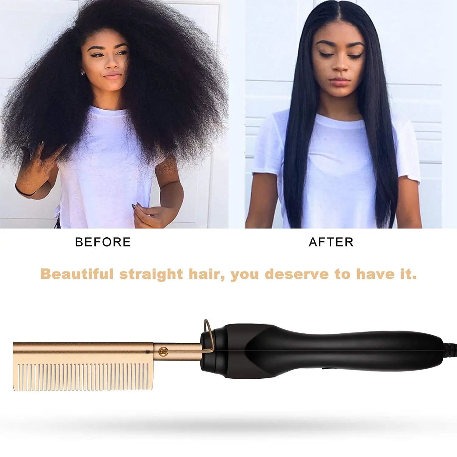 Novara Beauty 2 in 1 Hot Comb Straightener - Fast Heating Travel Anti-Scald