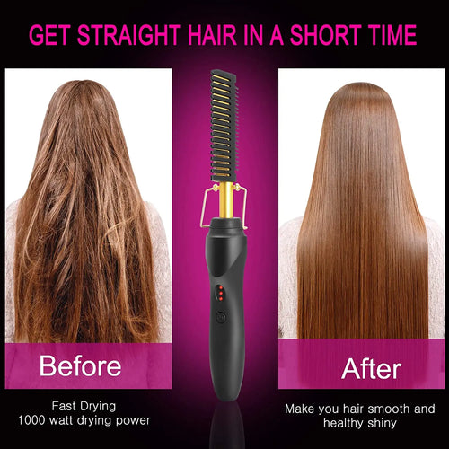 Novara Beauty 2 in 1 Hot Comb Straightener - Fast Heating Travel Anti-Scald