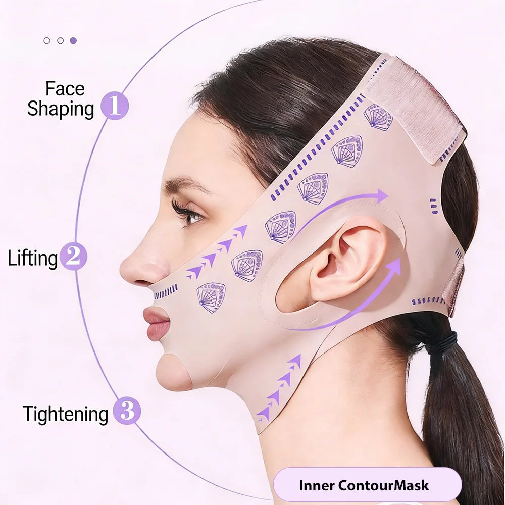 Double Layer Upgraded Chin Up Mask V-Line Face Lift Tighten Mask Face Lifting Belt Anti Wrinkle Facial Massage Strap Skin Care ﻿