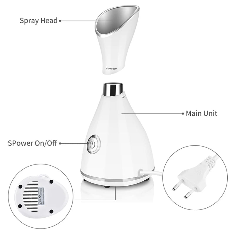 Face Steamer Deep Clean Moisturizing Steaming Face Skin Care Hot Cold Sprayer Facial Steamer Spa Care Sauna Sprayer