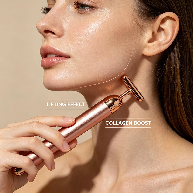 Novara Beauty 24K Gold Face Lift Massager - T-Shaped Bar