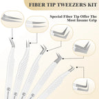 Eyelash Extensions Tweezers  With Fiber Tips Lash Artists High Precision Superhard Anti-Static Tweezer Makeup Tools Custom Logo