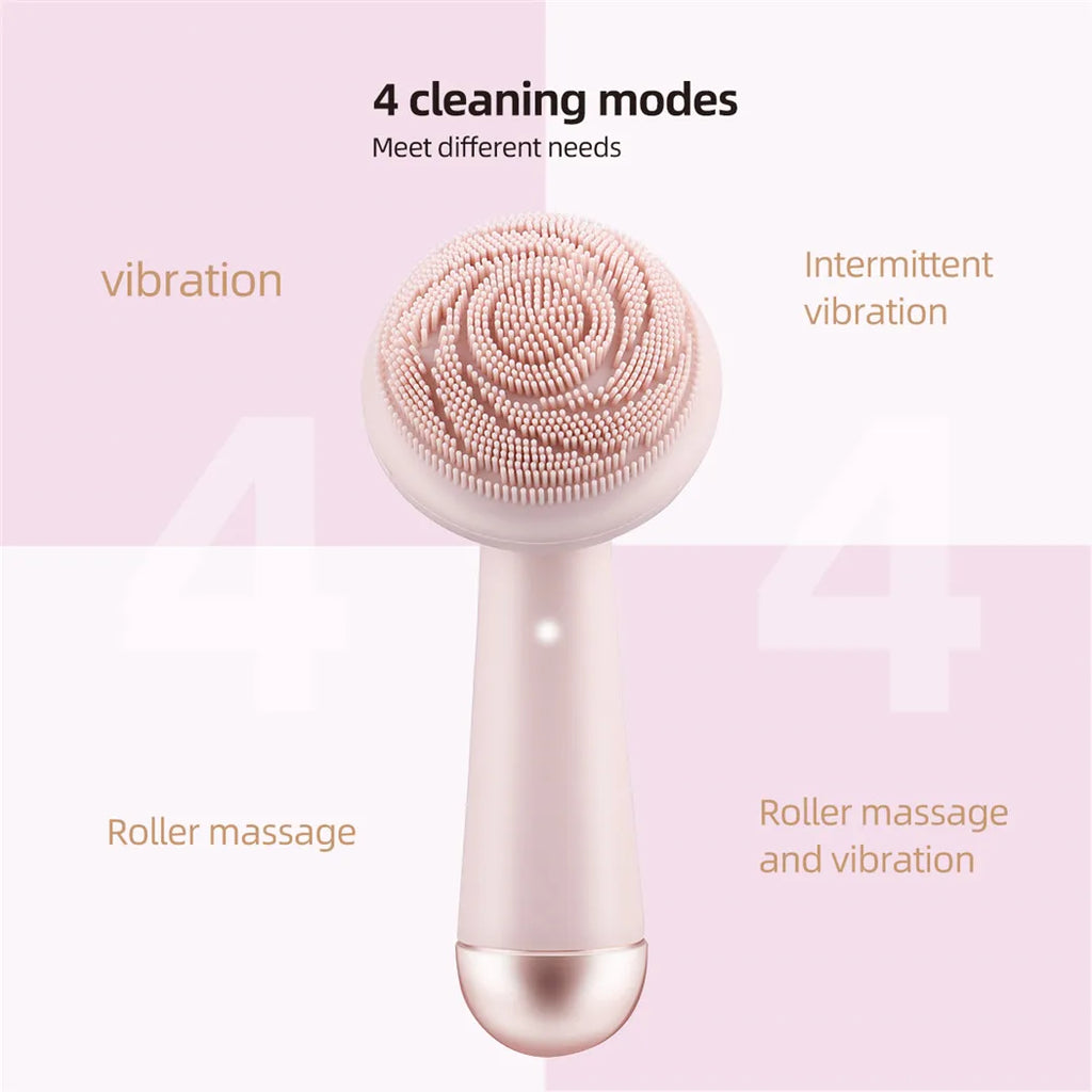 Novara Beauty Electric Silicone Facial Brush - Vibration & Roller Massager