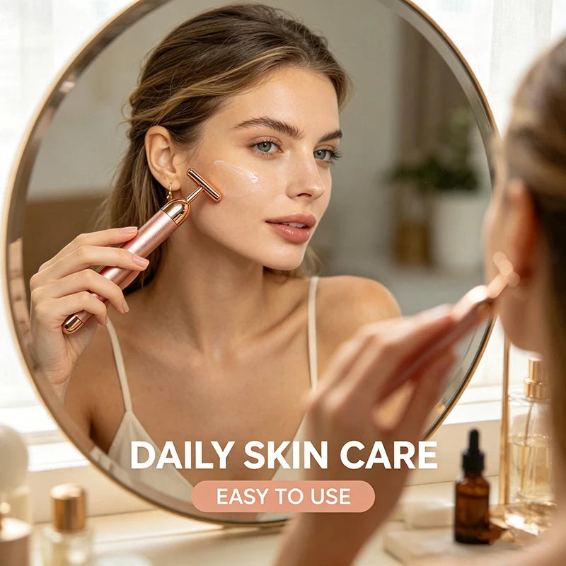 Novara Beauty 24K Gold Face Lift Massager - T-Shaped Bar