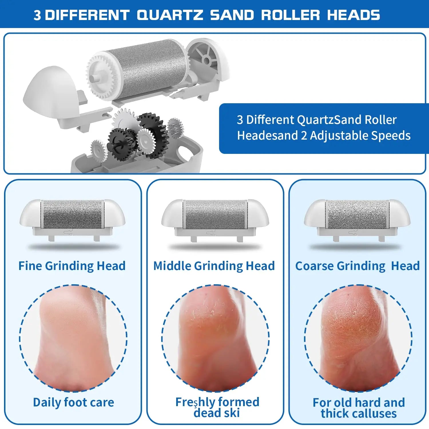Novara Beauty Electric Foot File - 3 Speed Callus Remover & Pedicure Tool