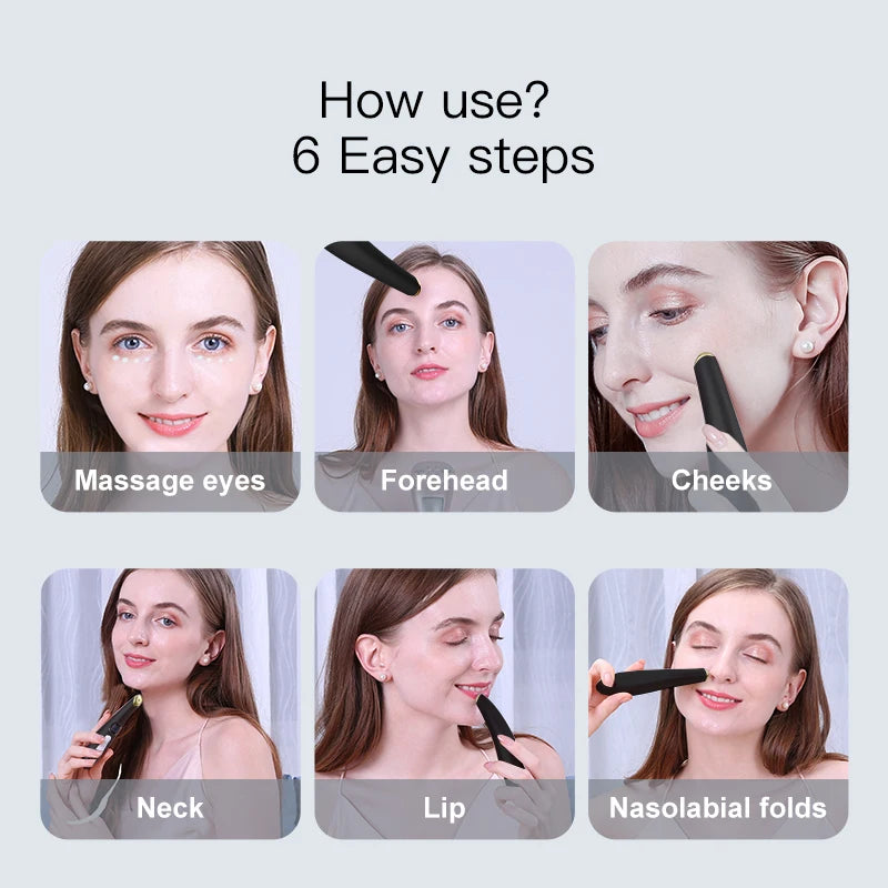 3 in 1 Eye Massager Wand Eye Lift Wand Beauty Device with Vibration Red Light for Dark Circle Puffiness and Fine Lines