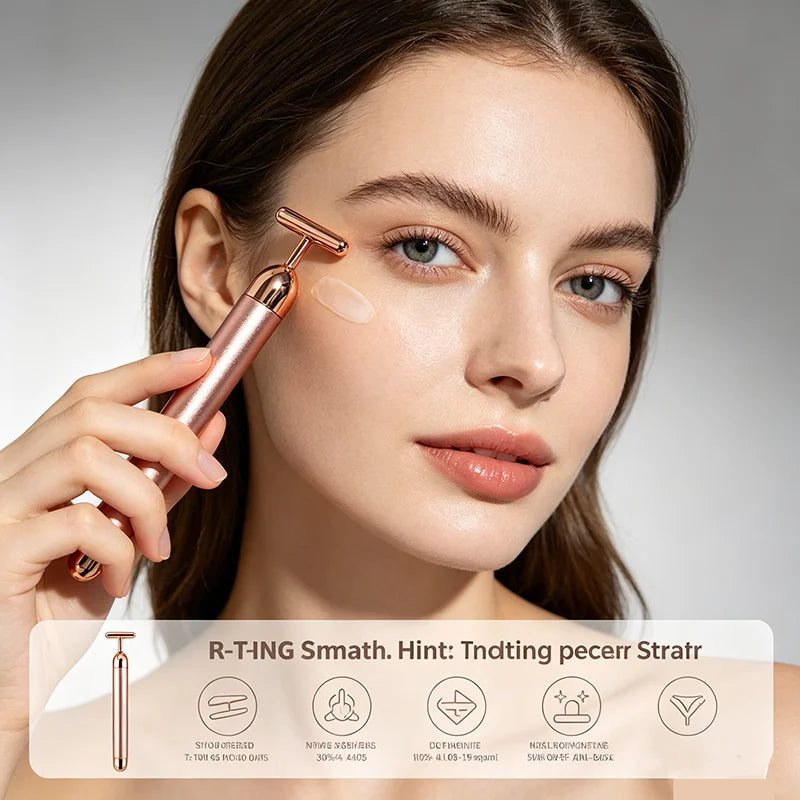 Novara Beauty 24K Gold Face Lift Massager - T-Shaped Bar