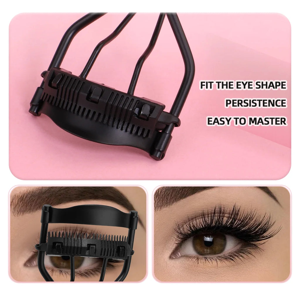 1 portable eyelash curler with 5 silicone pads, stainless steel eyelash curler, permanently shaping big eyes.