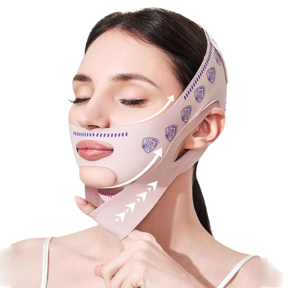 Double Layer Upgraded Chin Up Mask V-Line Face Lift Tighten Mask Face Lifting Belt Anti Wrinkle Facial Massage Strap Skin Care ﻿