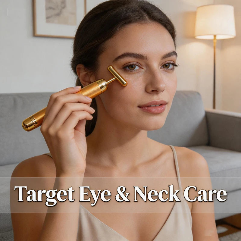 Novara Beauty 24K Gold Face Lift Massager - T-Shaped Bar