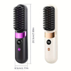 Mini Hair Straightener Comb Set Features A Built-In 2000mAh-3600mAh USB Rechargeable Lithium Battery, 10W Negative Ion Heating, Three Adjustable Temperature Settings, And Is A Portable, Heat-Resistant Styling Tool Suitable Fo