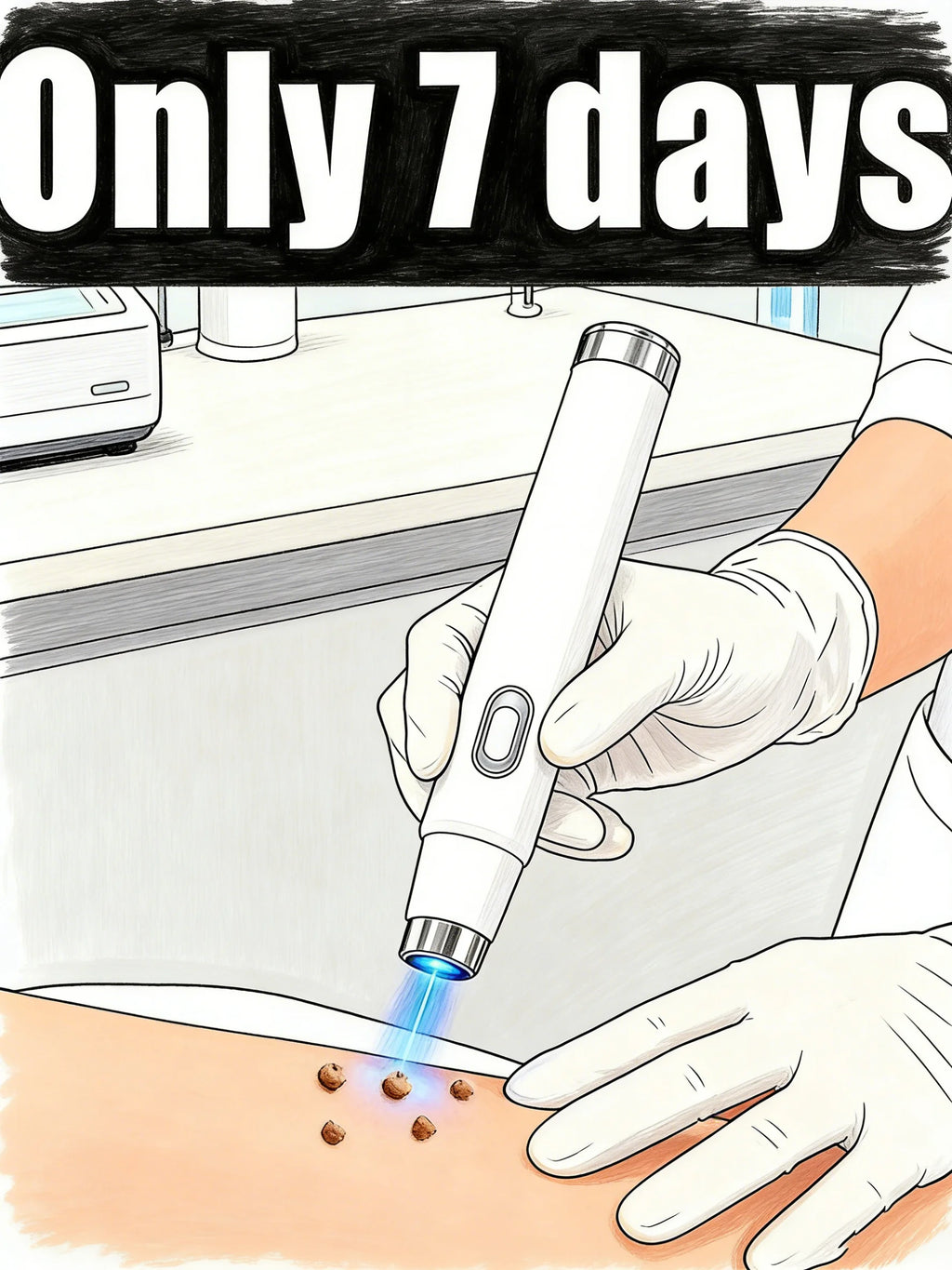 Portable Painless Blue Light Wart Remover, Easy To Clean Home Daily Skin Care Wart Removal Tool