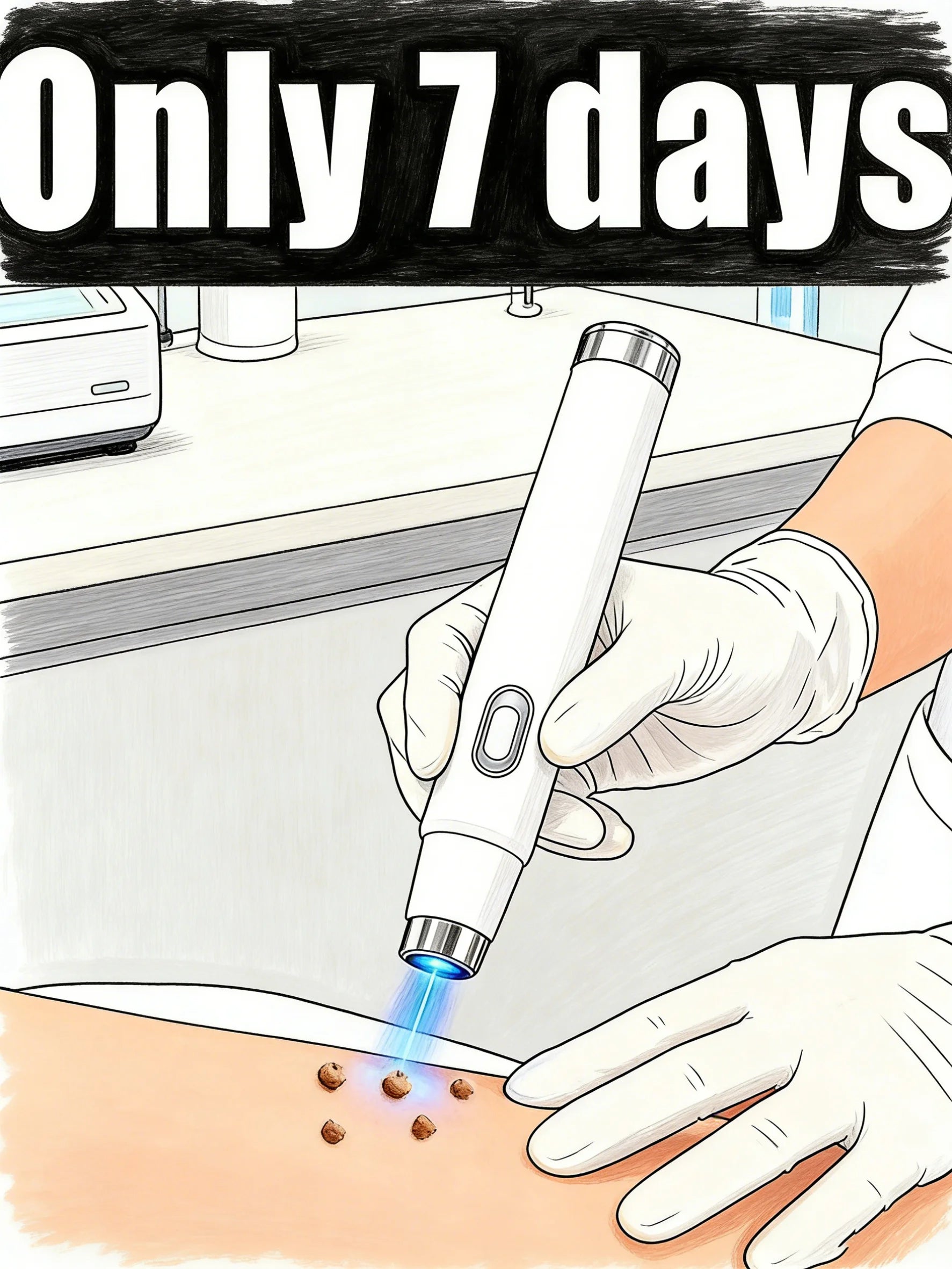 Portable Painless Blue Light Wart Remover, Easy To Clean Home Daily Skin Care Wart Removal Tool