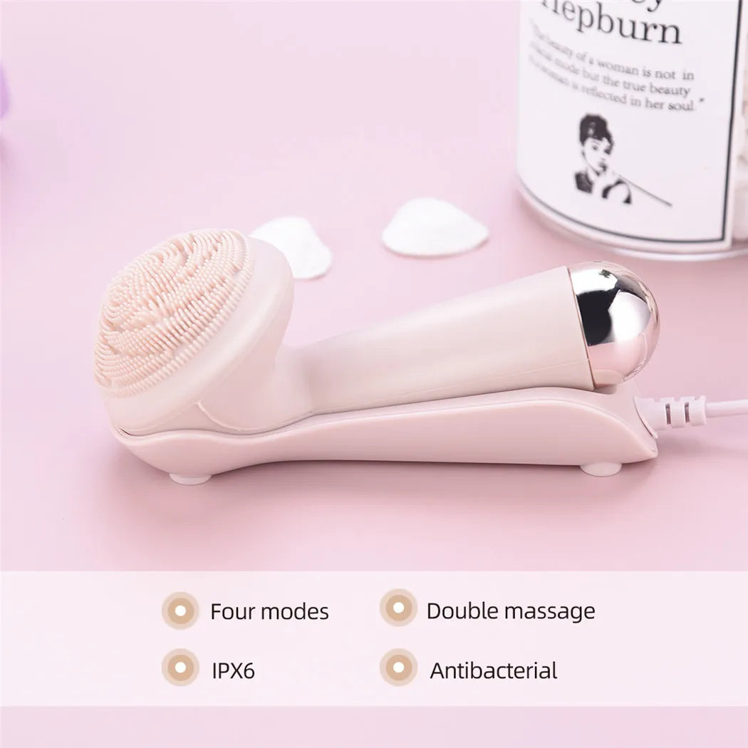 Novara Beauty Electric Silicone Facial Brush - Vibration & Roller Massager